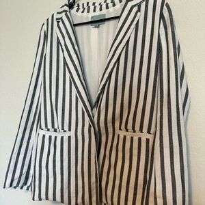Striped Charcoal & White Blazer Jacket
